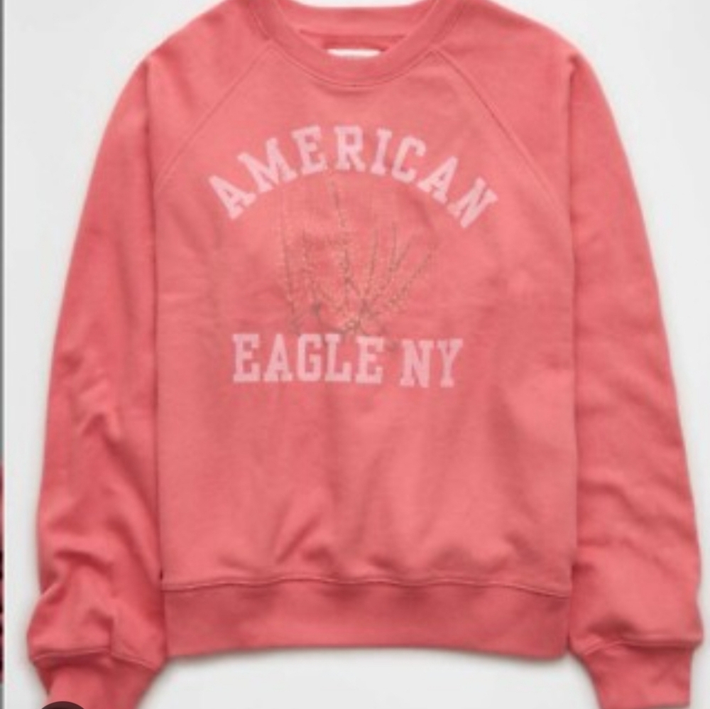 American Eagle Outfitters Women's Pink Crew Neck Sweater